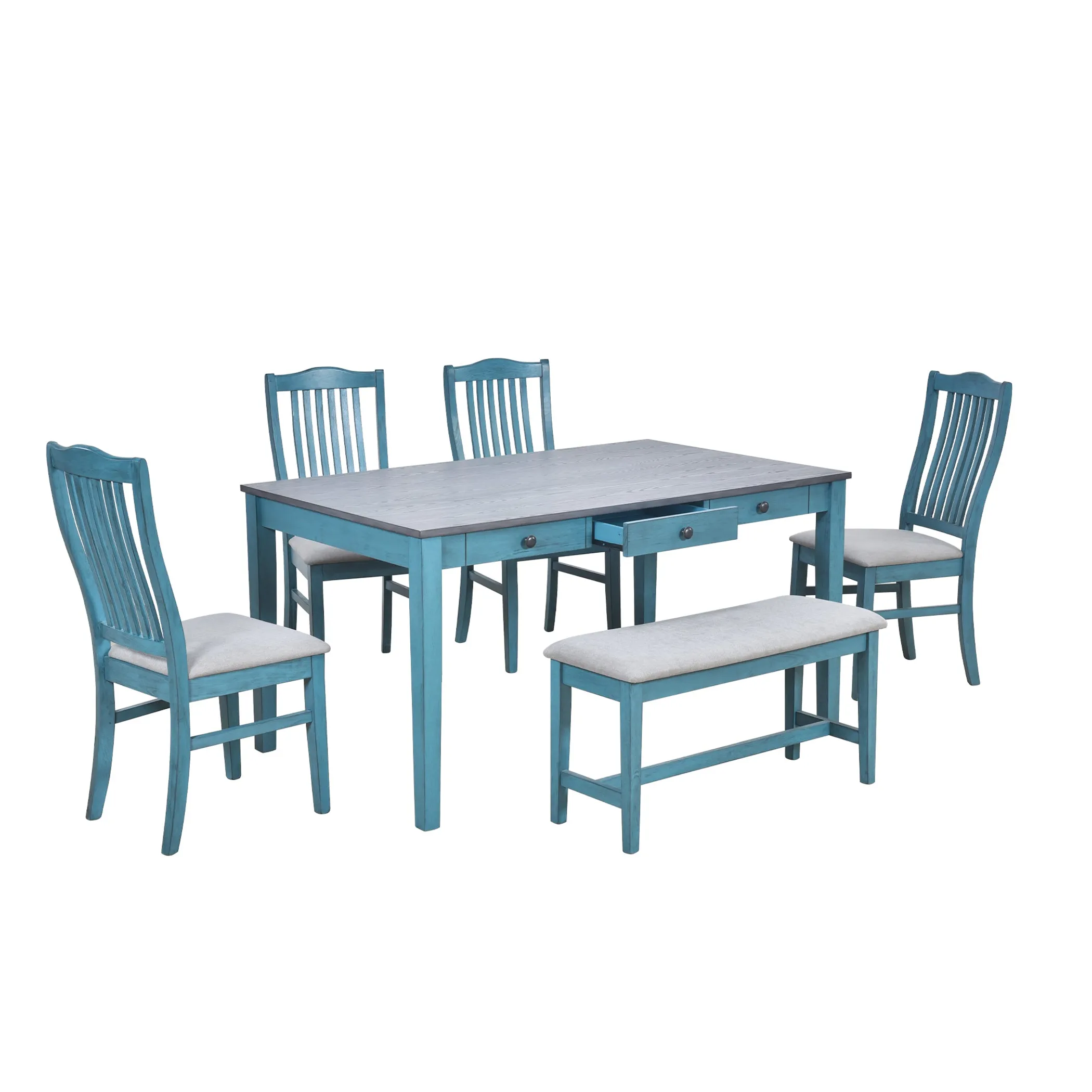 Bộ bàn ăn gỗ 6 món phong cách mid-century - Ảnh 3