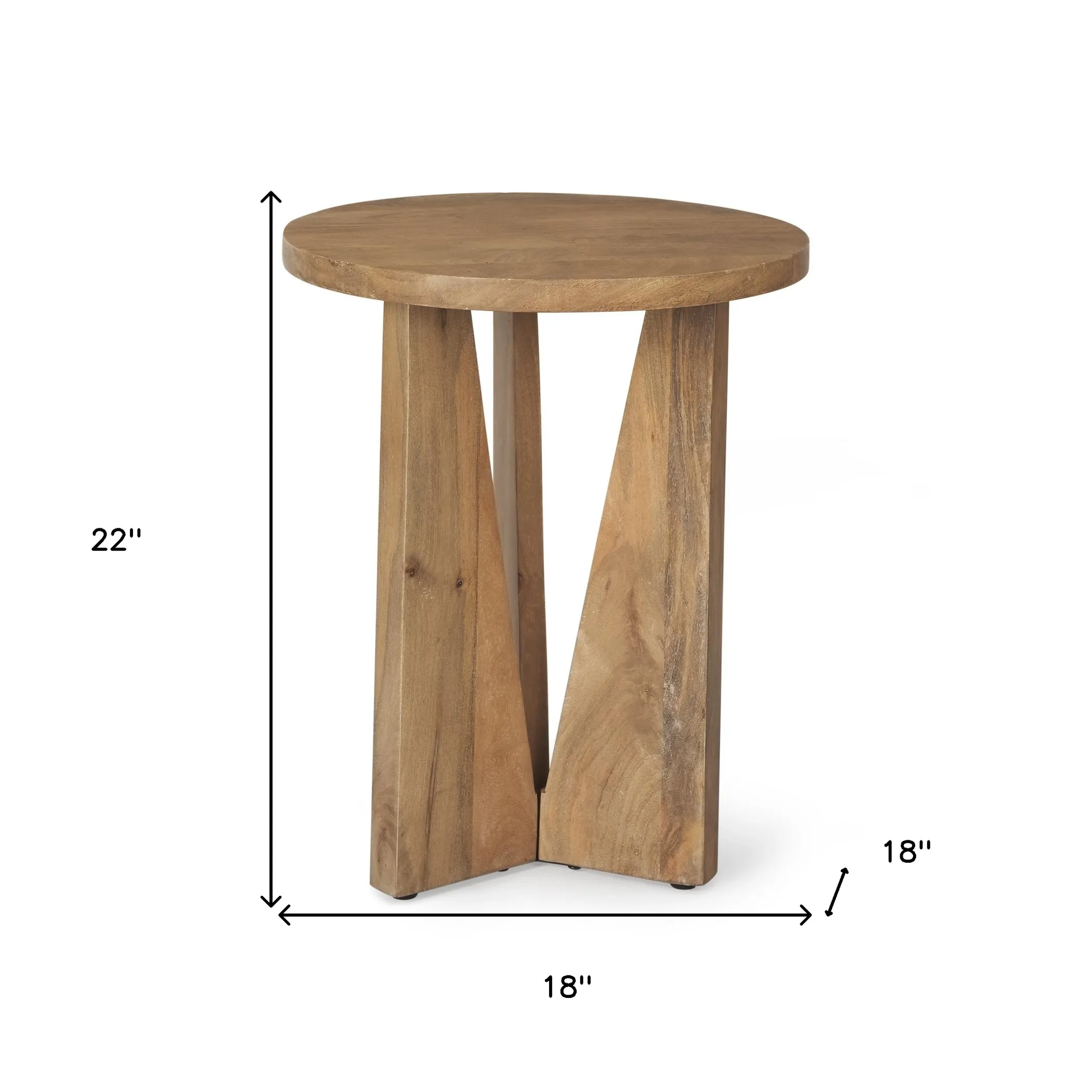 Bàn góc tròn gỗ tự nhiên phong cách cũ kỹ 56cm - Ảnh 5