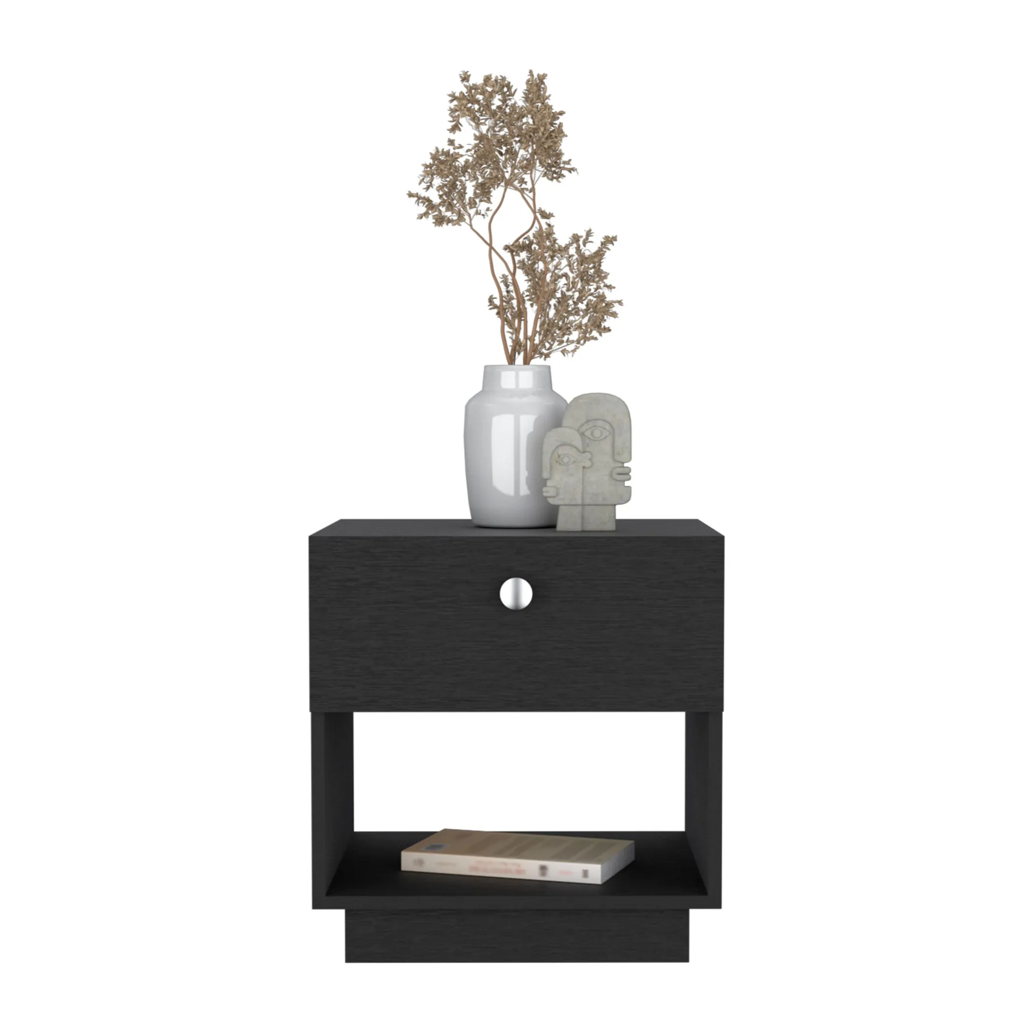 Tủ đầu giường 1 ngăn kéo gỗ công nghiệp màu đen 51cm - Ảnh 3