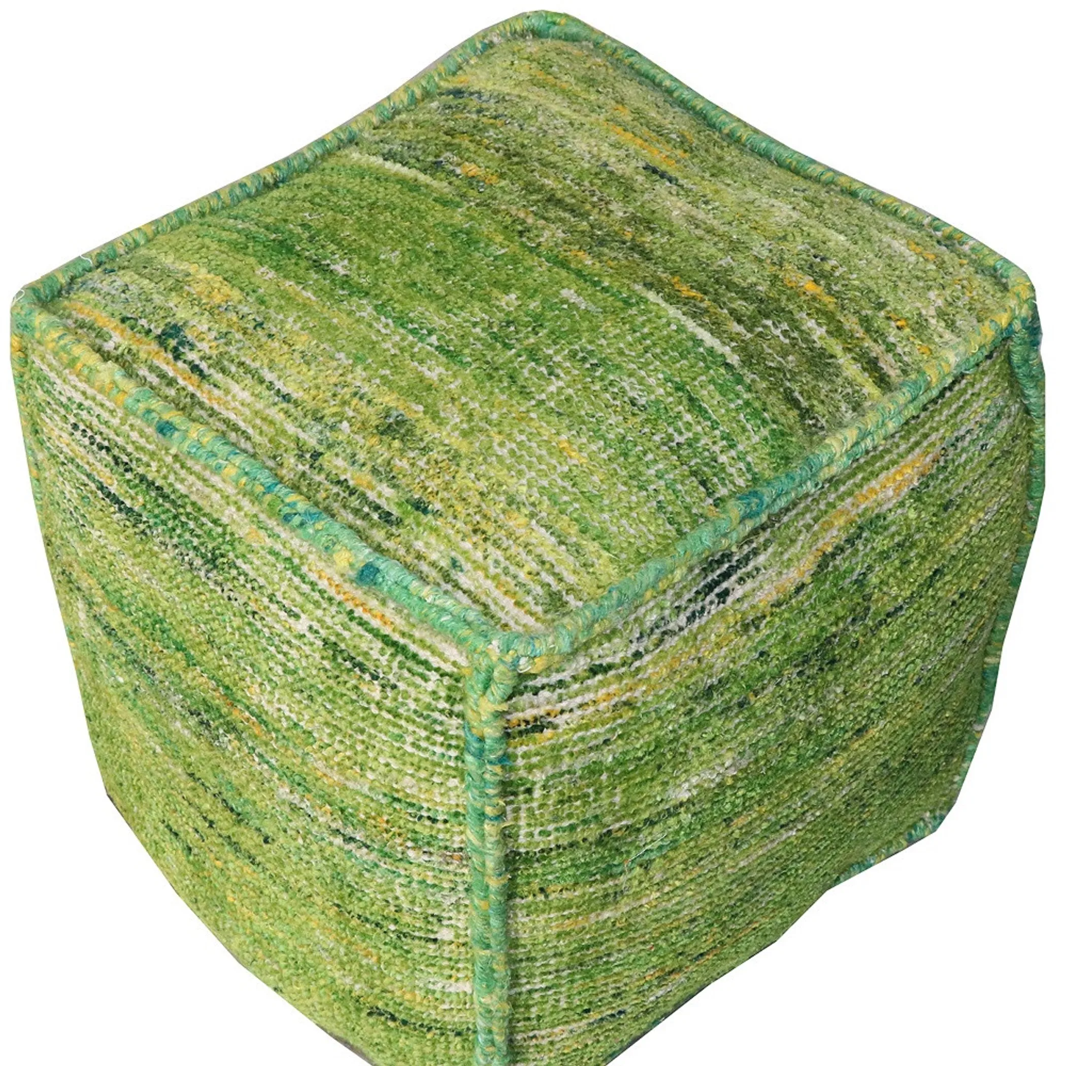 Đôn ngồi vuông vải lụa và cotton tái chế màu xanh lá 46cm - Ảnh 4