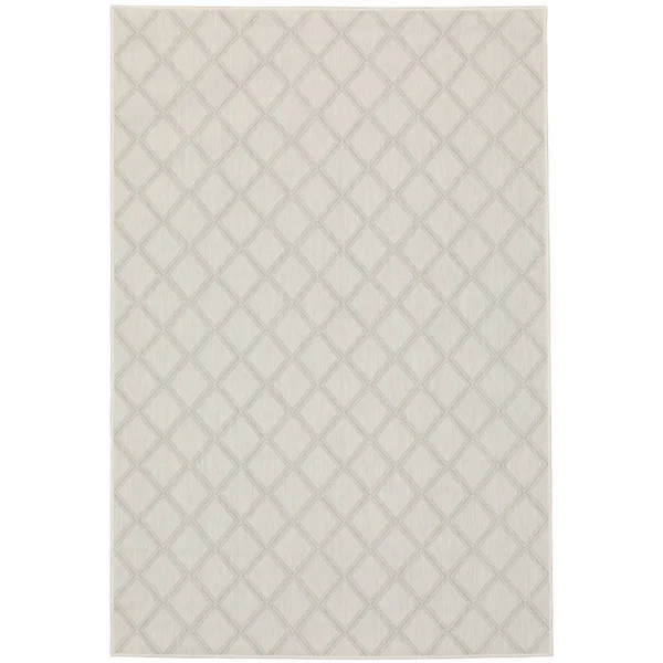 Thảm trải sàn trong nhà và ngoài trời 2,1m x 2,7m họa tiết hình học màu xám ngà