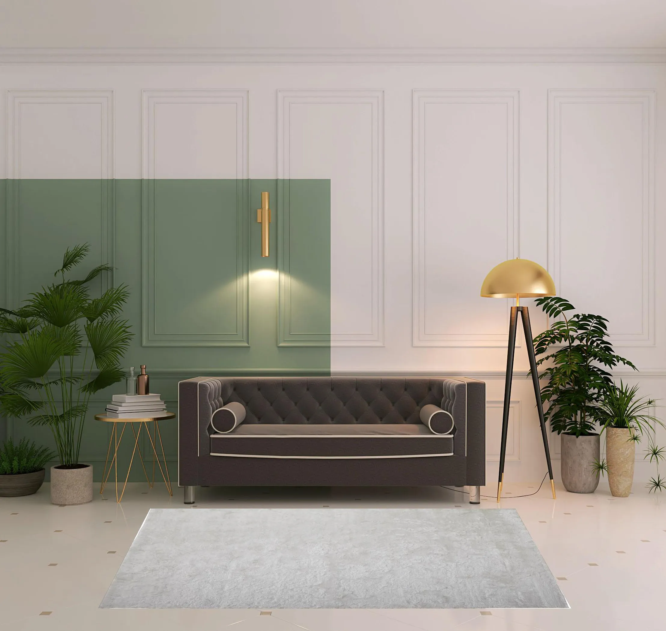 Thảm trải sàn lông xù chần thủ công 1,5m x 2,4m màu trắng - Ảnh 2