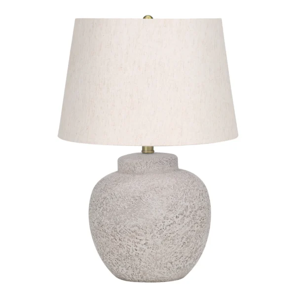 Đèn bàn chân bê tông kiểu bình cổ màu kem chụp trừu tượng 56cm