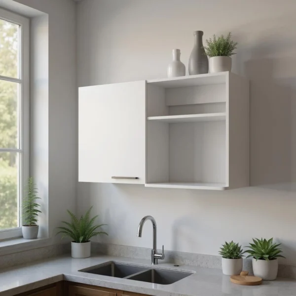 Tủ gỗ treo tường 1 cánh màu trắng rộng 100cm