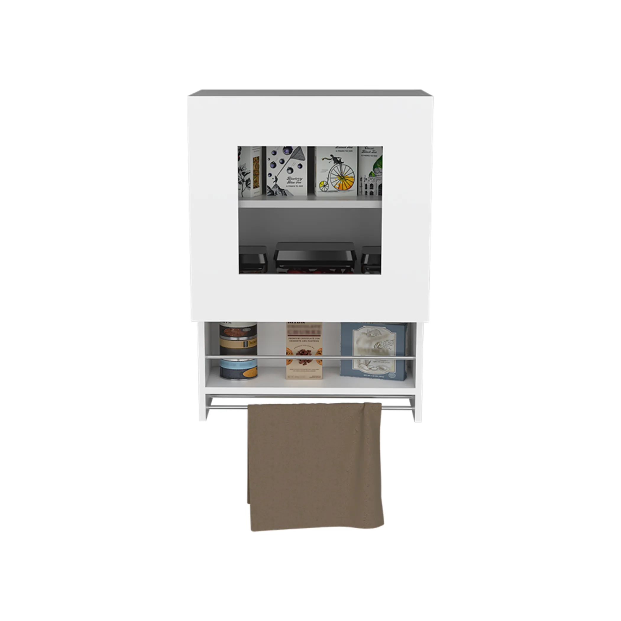 Tủ trang trí treo tường màu trắng rộng 50cm với một kệ - Ảnh 4