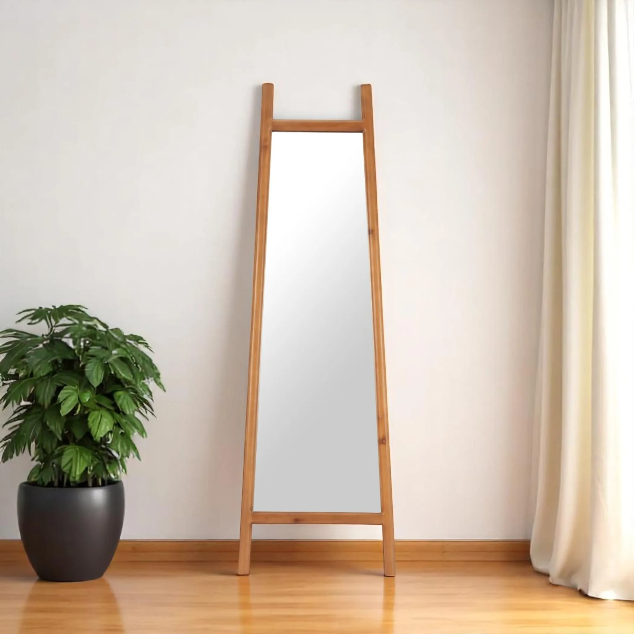 Gương đứng dựa tường 178cm khung gỗ nguyên khối họa tiết hình học - Ảnh 2