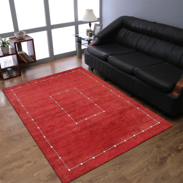 Thảm len dệt thắt tay Rugsotic Carpets họa tiết hình học màu đỏ