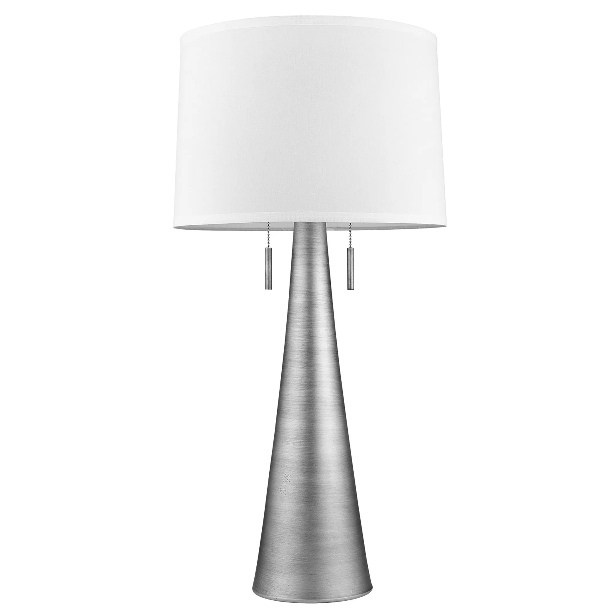 Đèn bàn 2 bóng kim loại màu bạc 86cm chụp hình thang màu trắng - Ảnh 4