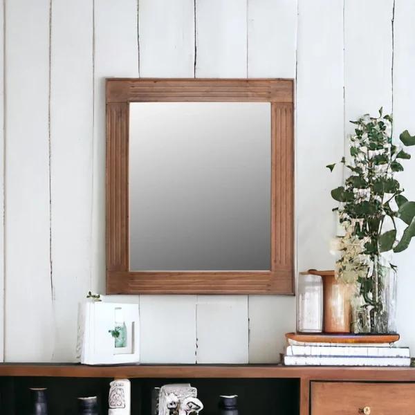 Gương gỗ tự nhiên màu nâu cho bàn trang điểm 117cm