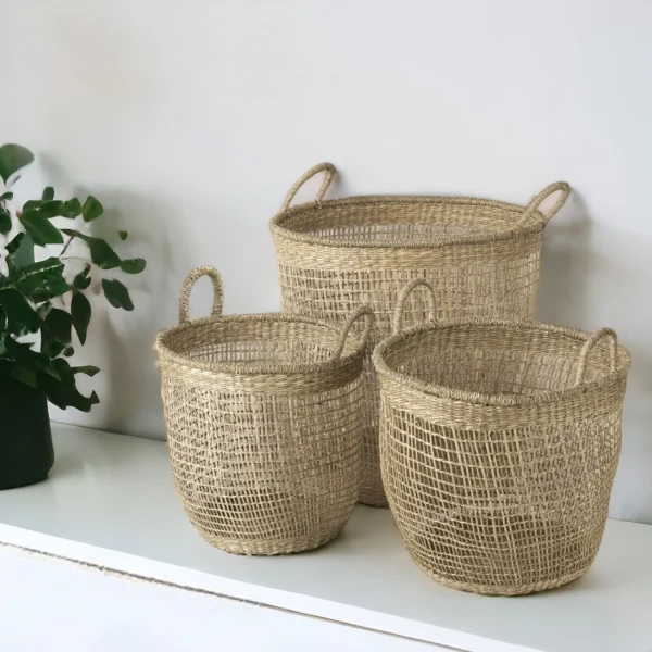 Bộ ba giỏ mây tự nhiên 51cm