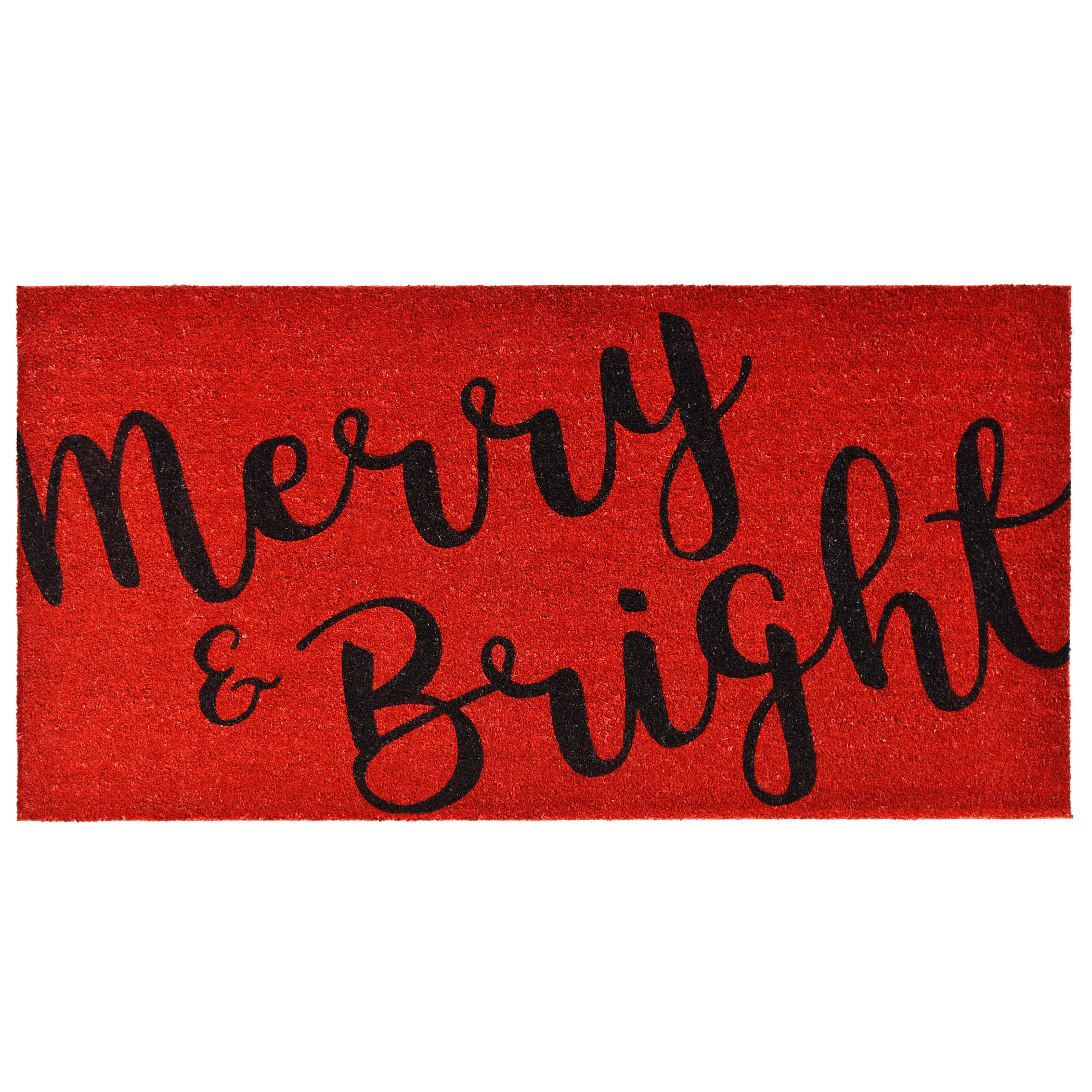 Thảm chùi chân xơ dừa Giáng sinh Merry and Bright 91cm x 183cm đỏ đen - Ảnh 2