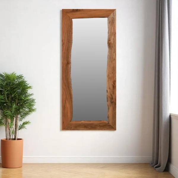 Gương treo tường toàn thân gỗ tự nhiên viền mộc màu nâu 81cm