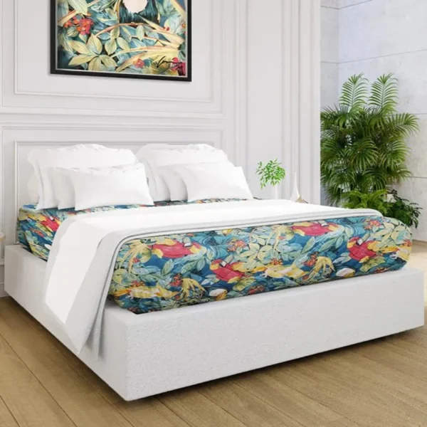 Bộ 2 tấm phủ giường chần bông họa tiết nhiệt đới