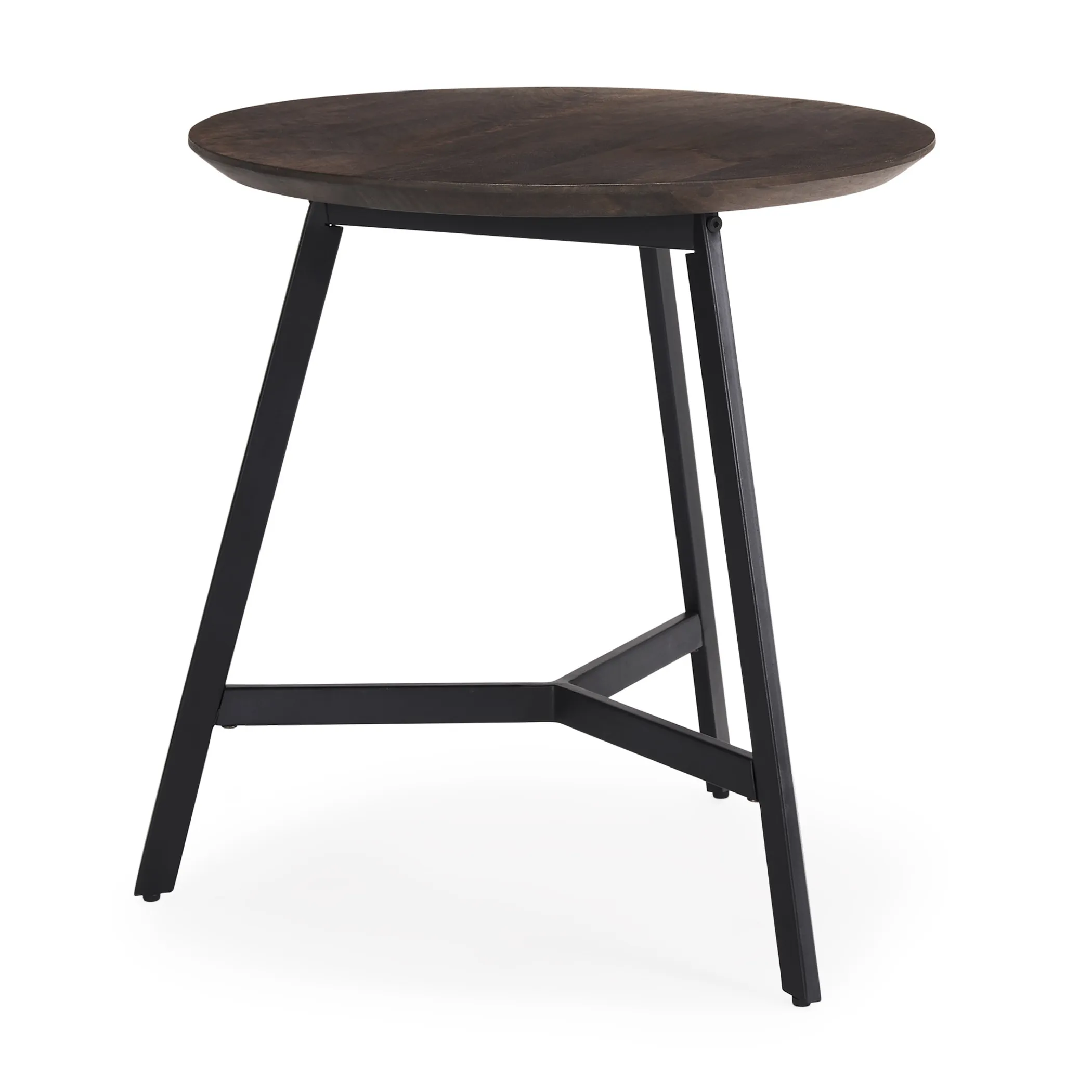 Bàn khay gỗ tự nhiên chân kim loại màu nâu espresso và đen 58cm - Ảnh 2