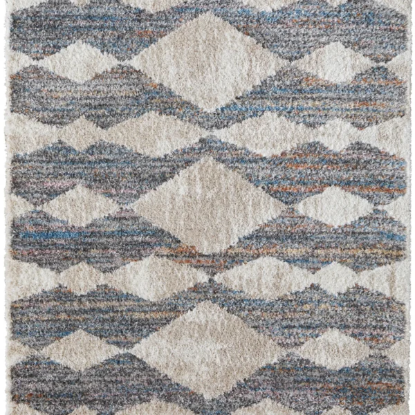 Thảm trải sàn dệt máy chống bám bẩn 1,5m x 2,4m họa tiết chevron kem ngà xanh