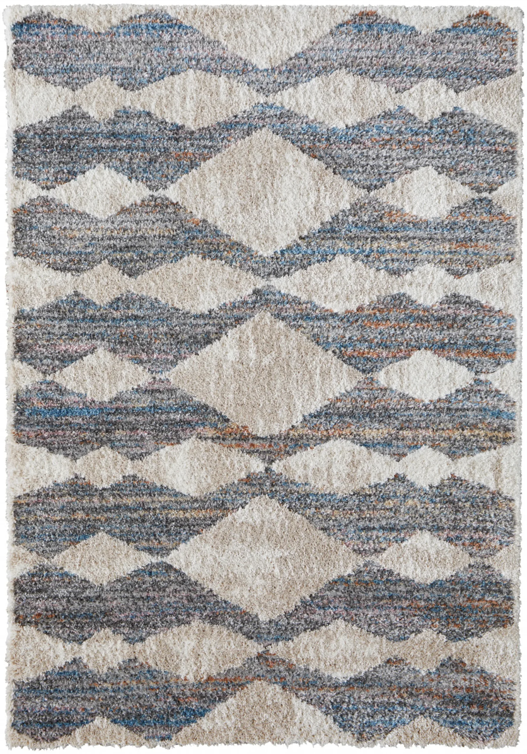 Thảm trải sàn dệt máy chống bám bẩn 1,5m x 2,4m họa tiết chevron kem ngà xanh