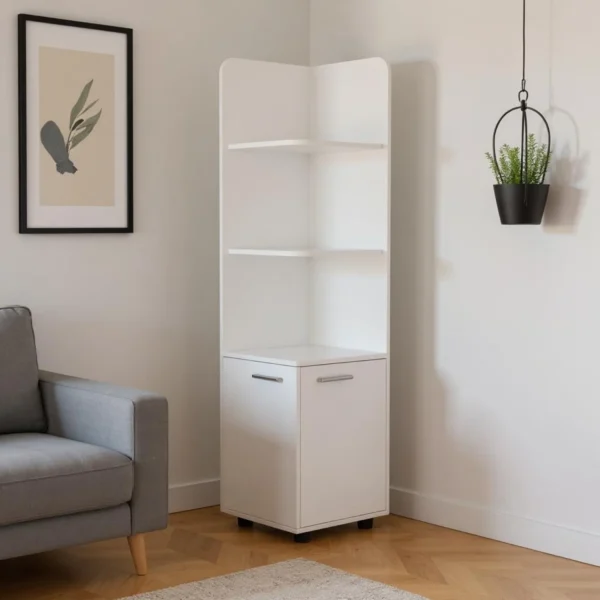 Tủ góc đa năng bằng gỗ 2 cánh màu trắng cao 157cm