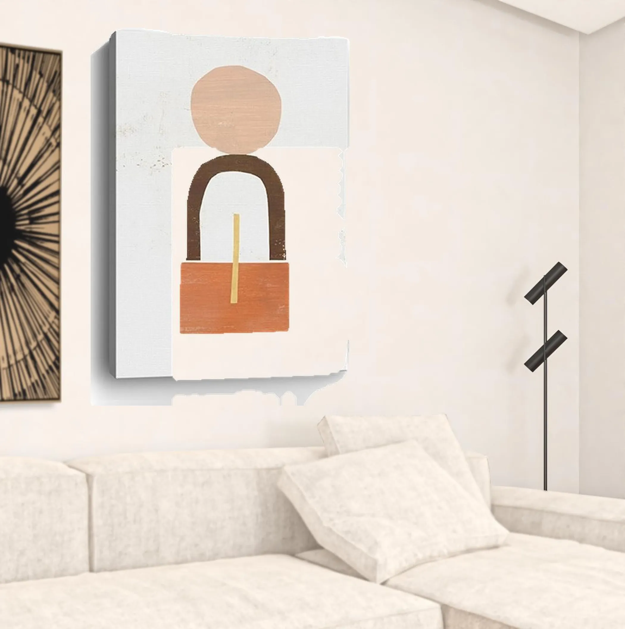 Tranh canvas không khung trừu tượng hình khối cân bằng màu cam - Ảnh 3