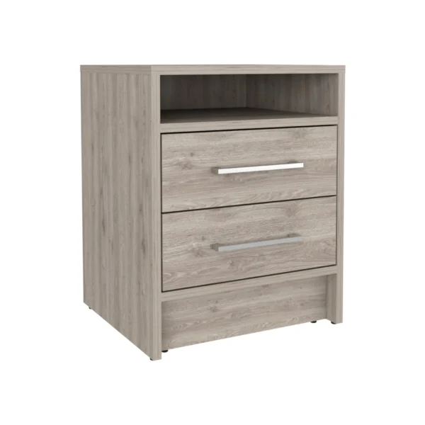 Tủ đầu giường 2 ngăn kéo gỗ công nghiệp màu xám 51cm