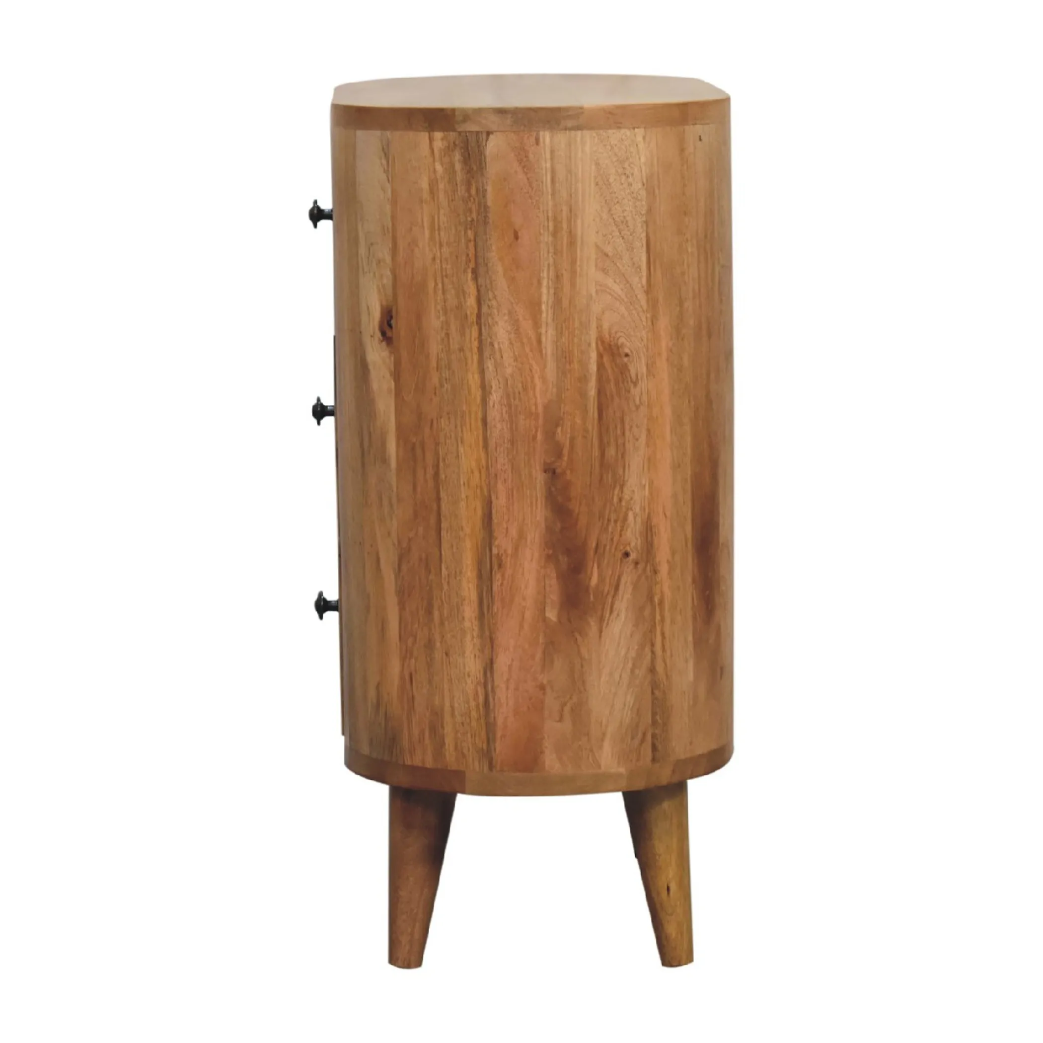 Tủ trang trí gỗ đặc dáng bầu dục ba ngăn kéo cao 65cm màu nâu sồi - Ảnh 6