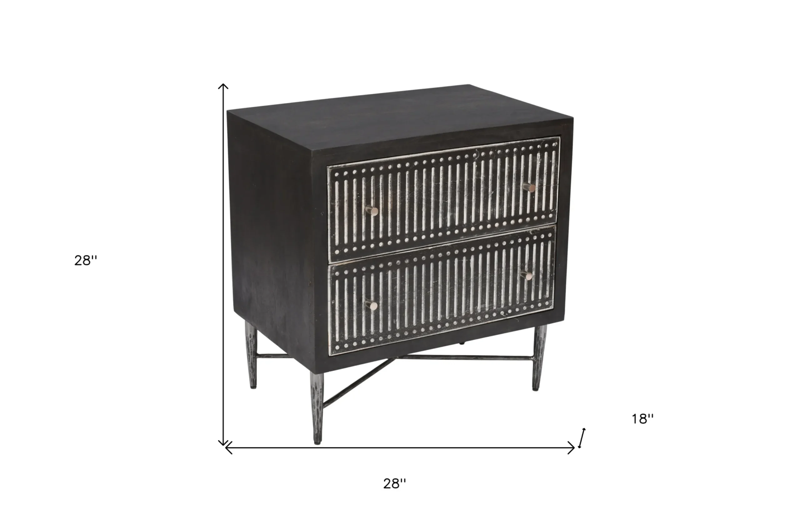 Tủ đầu giường hai ngăn kéo 71cm màu nâu cổ điển - Ảnh 5