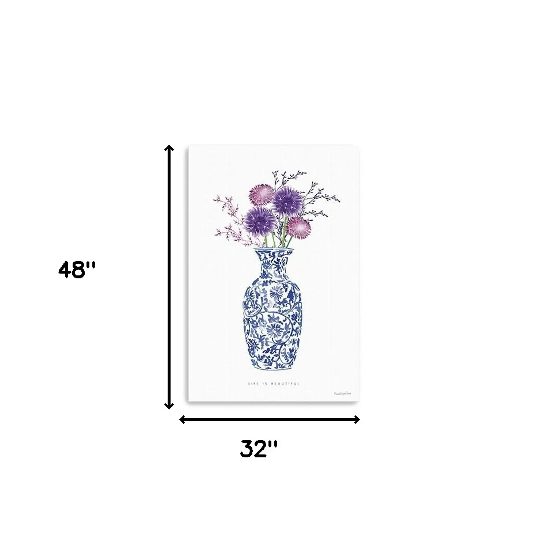 Tranh canvas bình hoa xanh trắng chủ đề Life 122cm x 81cm - Ảnh 5
