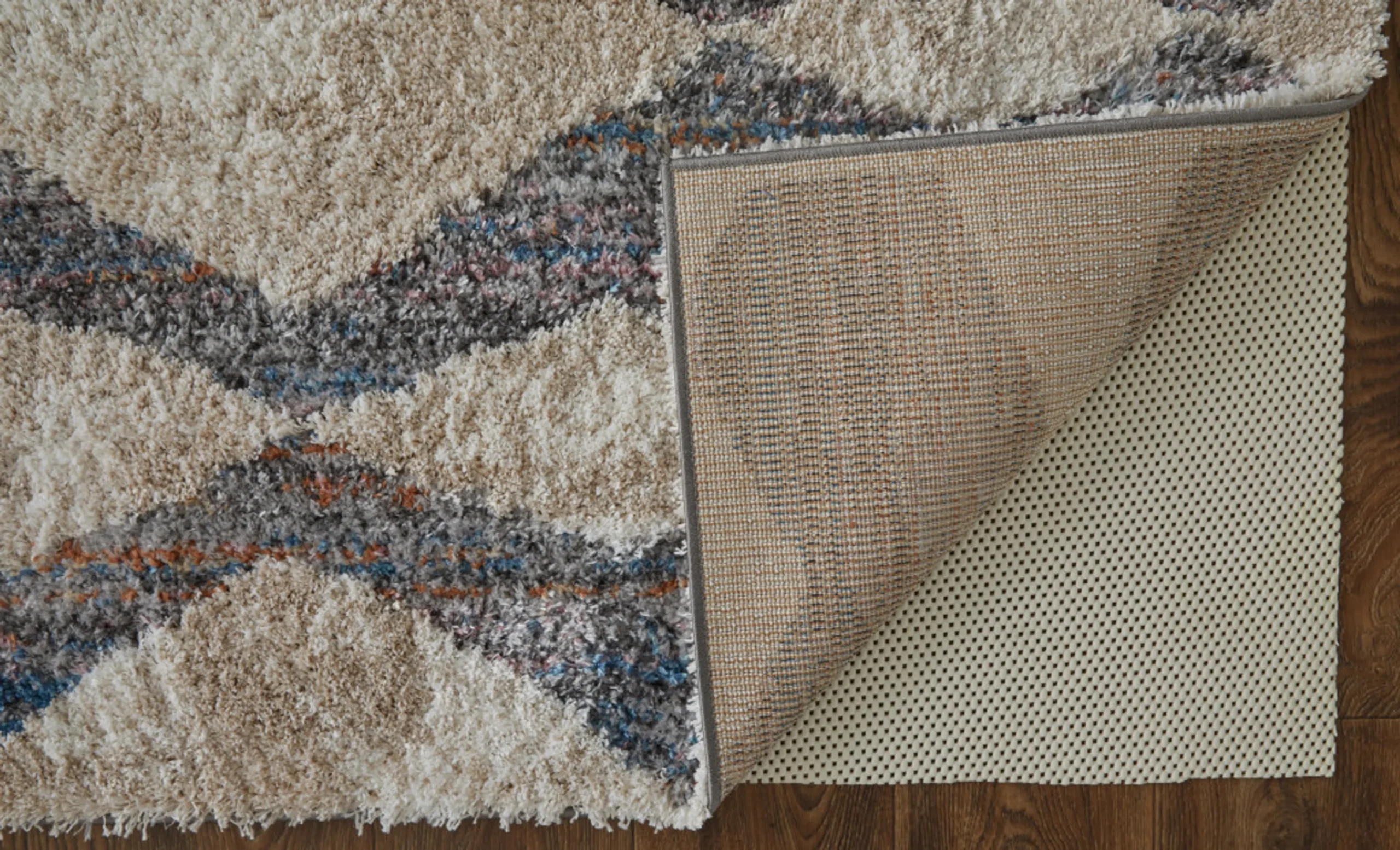 Thảm trải sàn dệt máy chống bám bẩn 1,5m x 2,4m họa tiết chevron kem ngà xanh - Ảnh 4