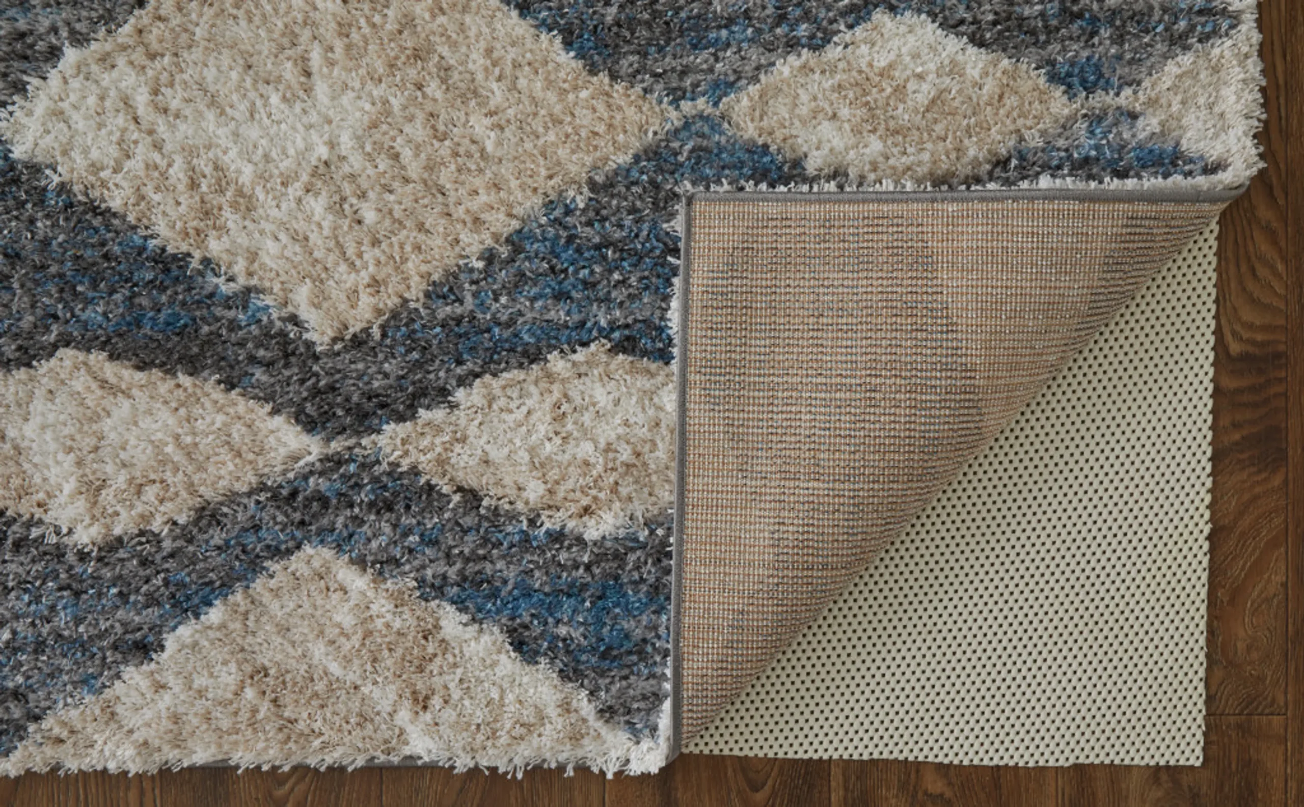 Thảm trải sàn dệt máy chống bám bẩn 1,5m x 2,4m họa tiết chevron ngà xám xanh - Ảnh 5
