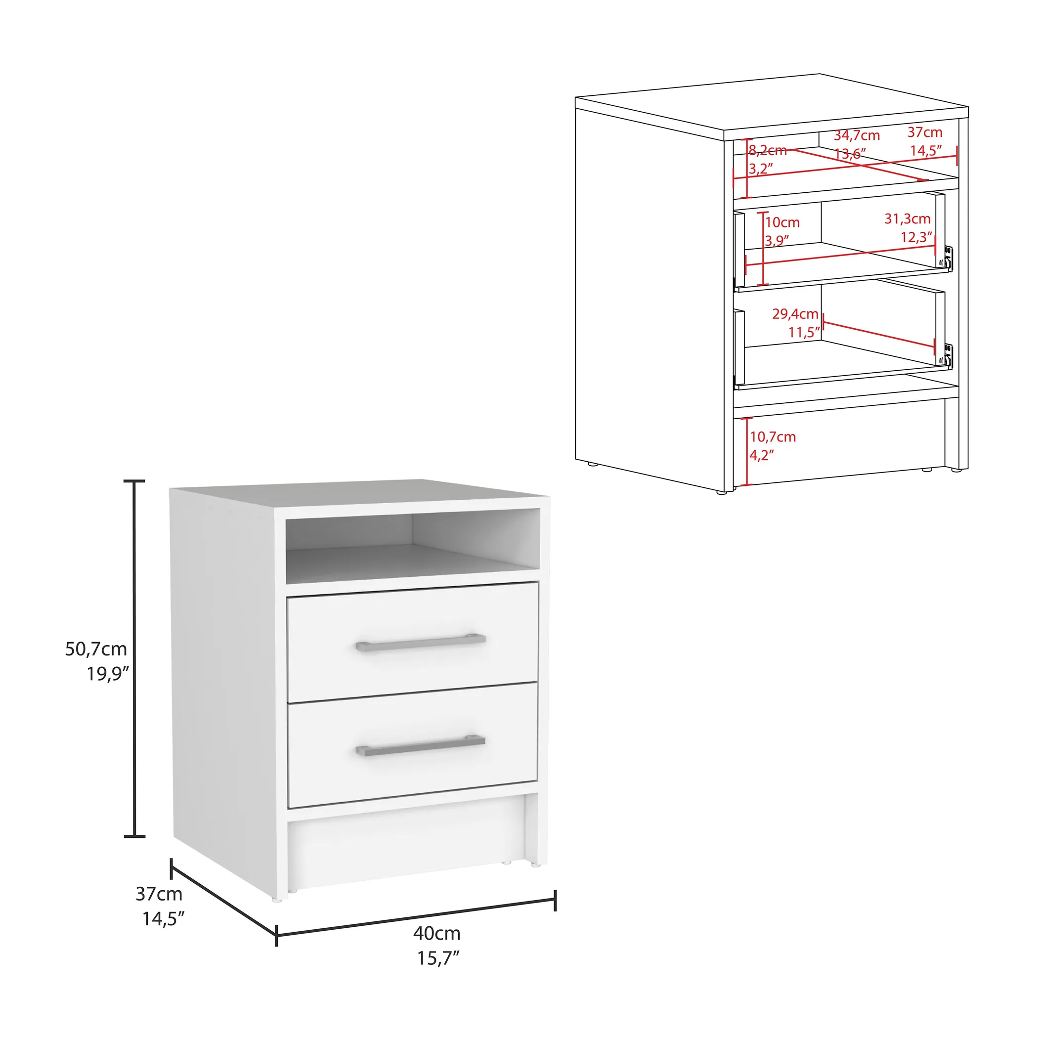 Bộ nội thất phòng ngủ Kearny 3 món màu trắng - Ảnh 6