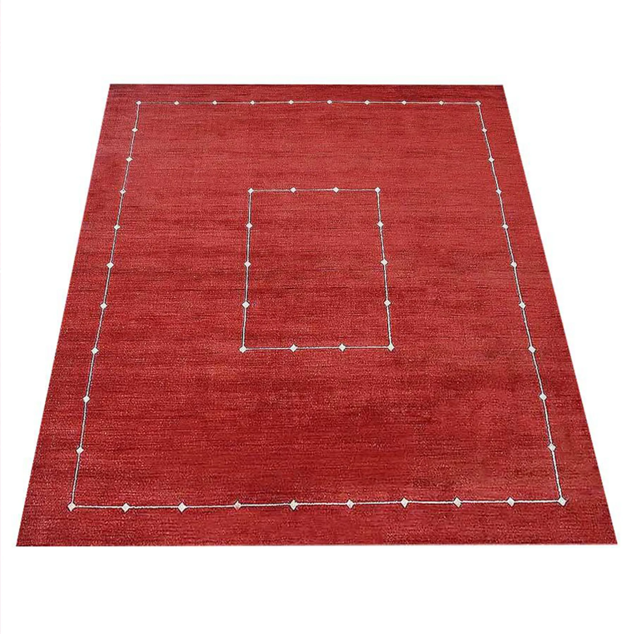 Thảm len dệt thắt tay Rugsotic Carpets họa tiết hình học màu đỏ - Ảnh 3