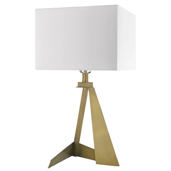 Đèn bàn kim loại màu đồng thau kiểu lạ mắt 64cm với chụp đèn màu trắng