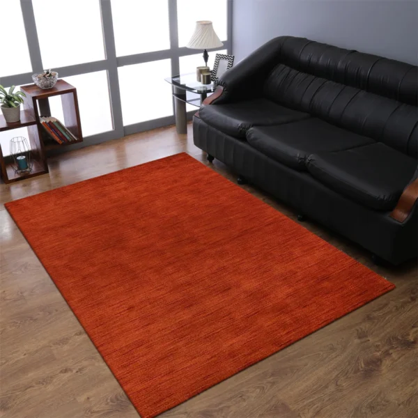 Thảm len dệt thắt tay Rugsotic Carpets màu trơn đỏ nhạt