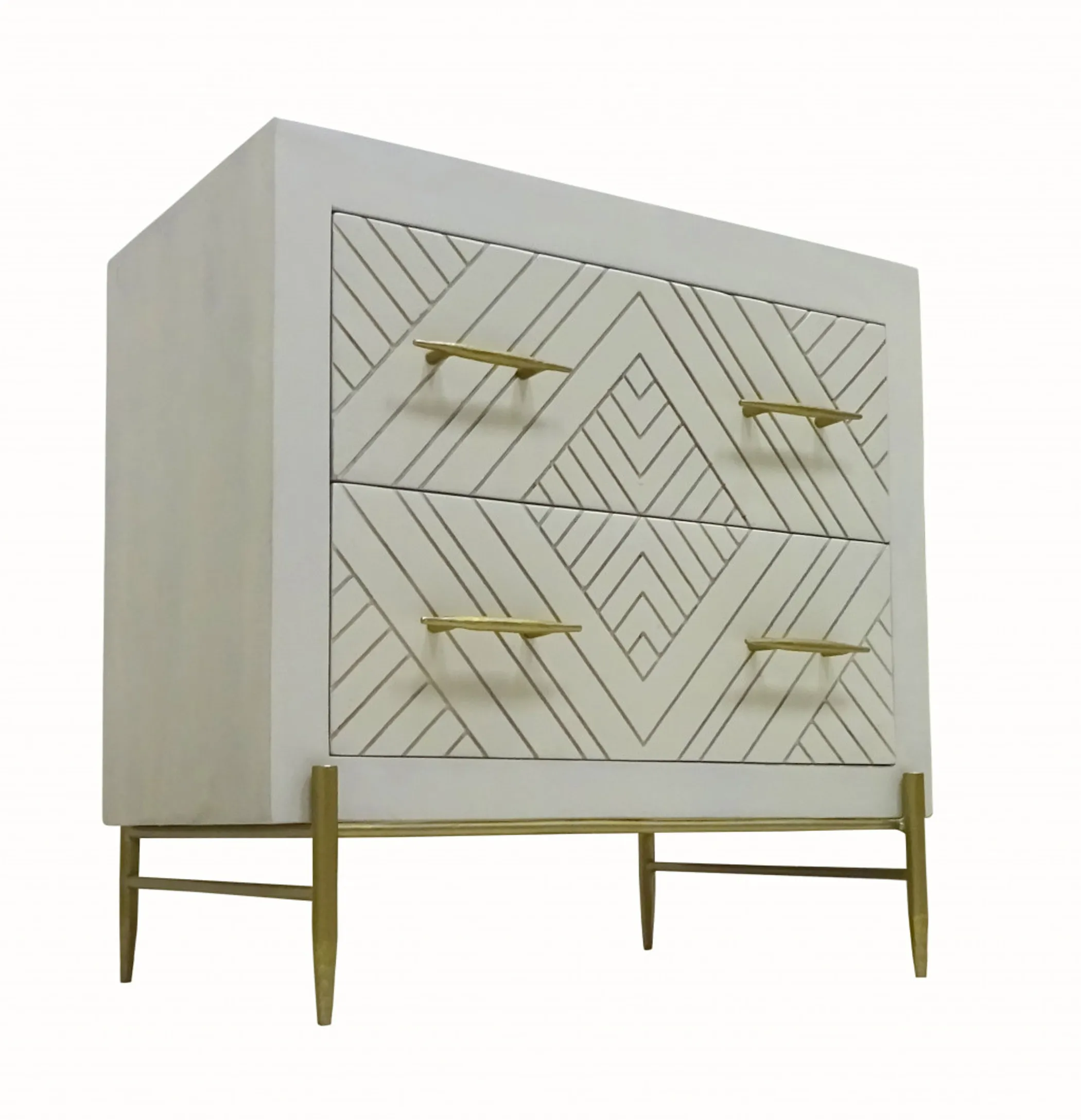 Tủ đầu giường 2 ngăn kéo màu trắng 71cm - Ảnh 2