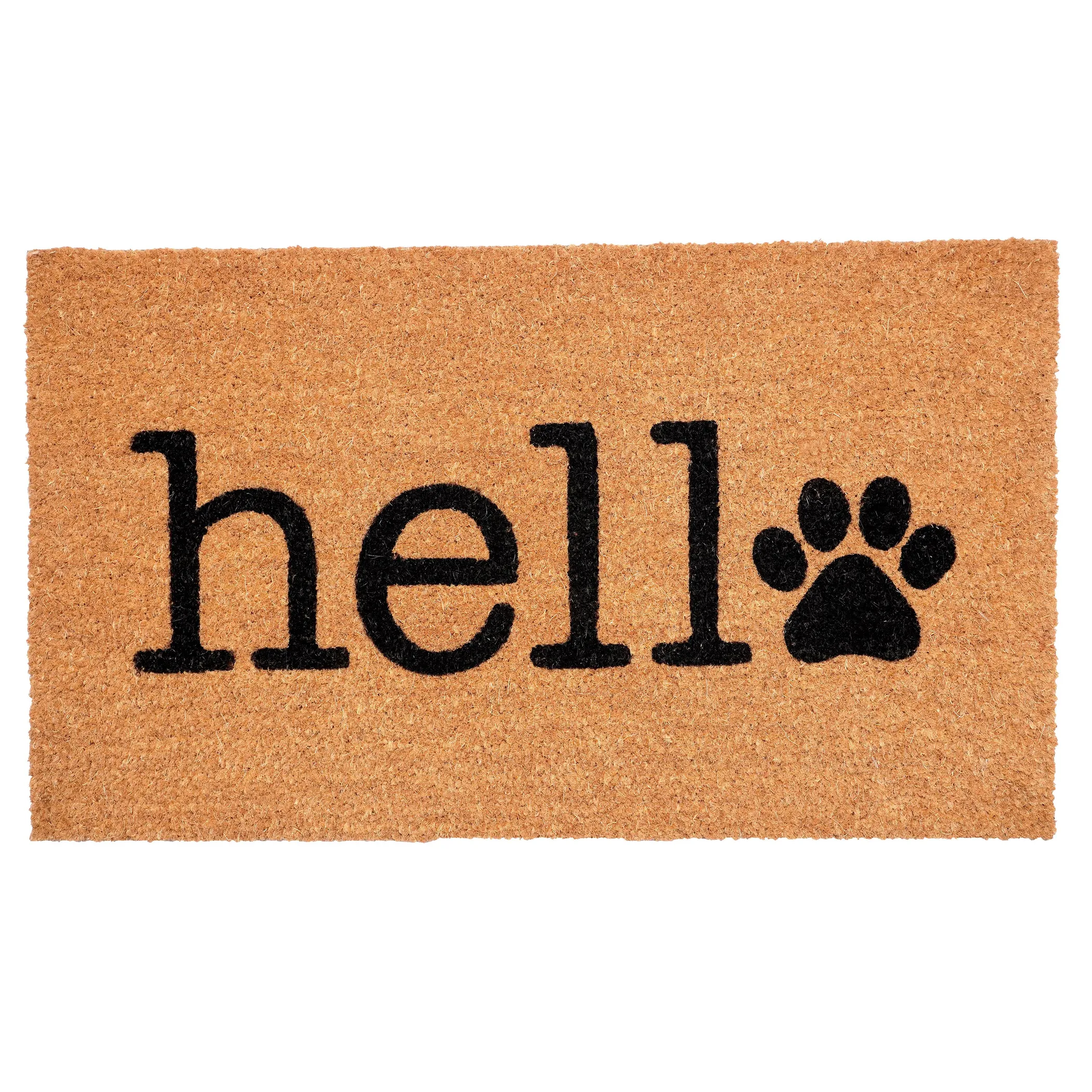 Thảm chùi chân xơ dừa Calloway Mills họa tiết Hello Paw dấu chân thú cưng