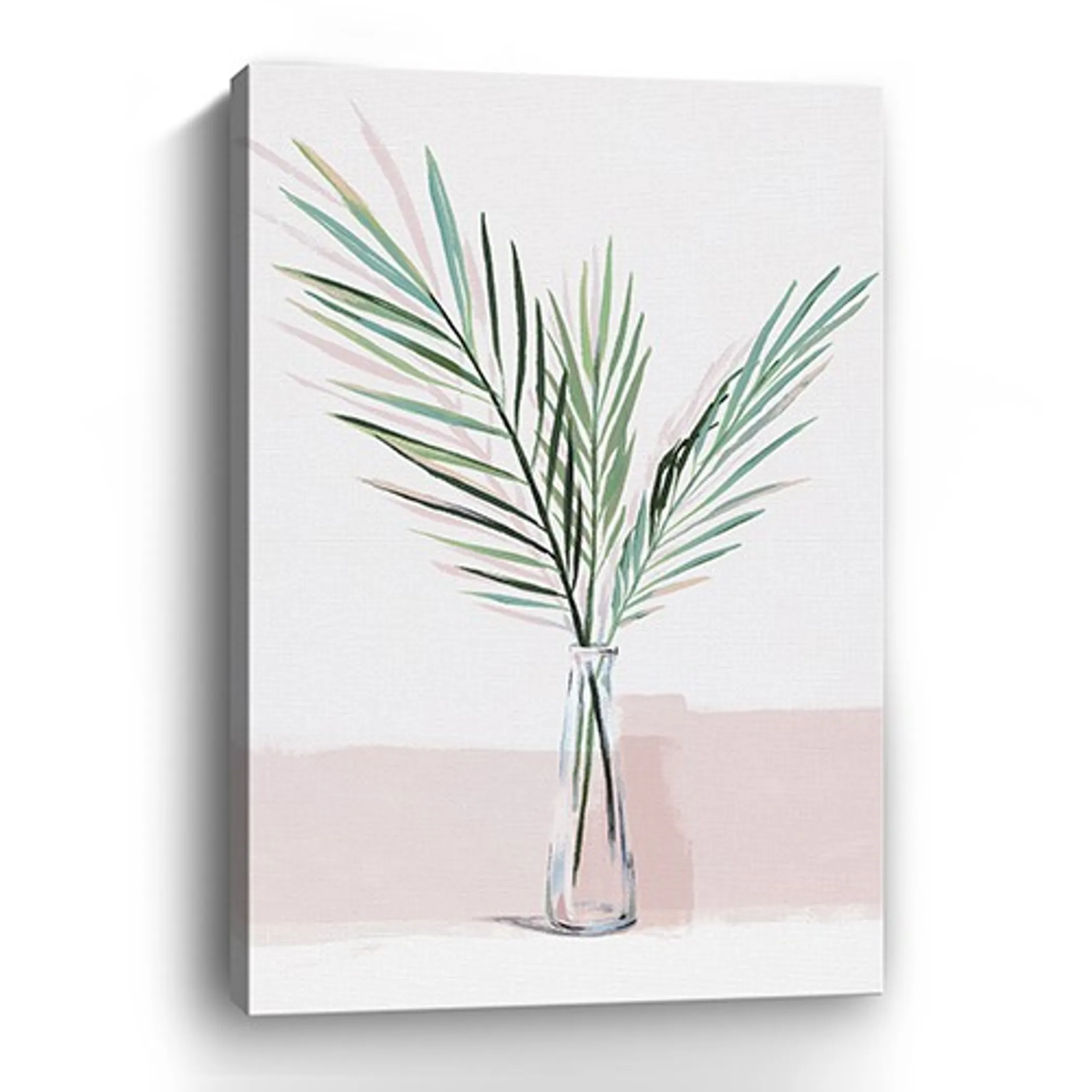Tranh canvas không khung tán lá xanh trên nền hồng 122cm x 81cm - Ảnh 2