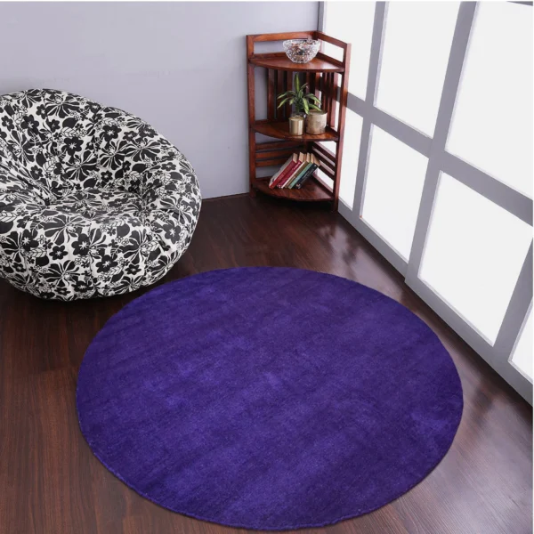 Thảm tròn dệt thắt tay pha lụa Rugsotic Carpets màu trơn