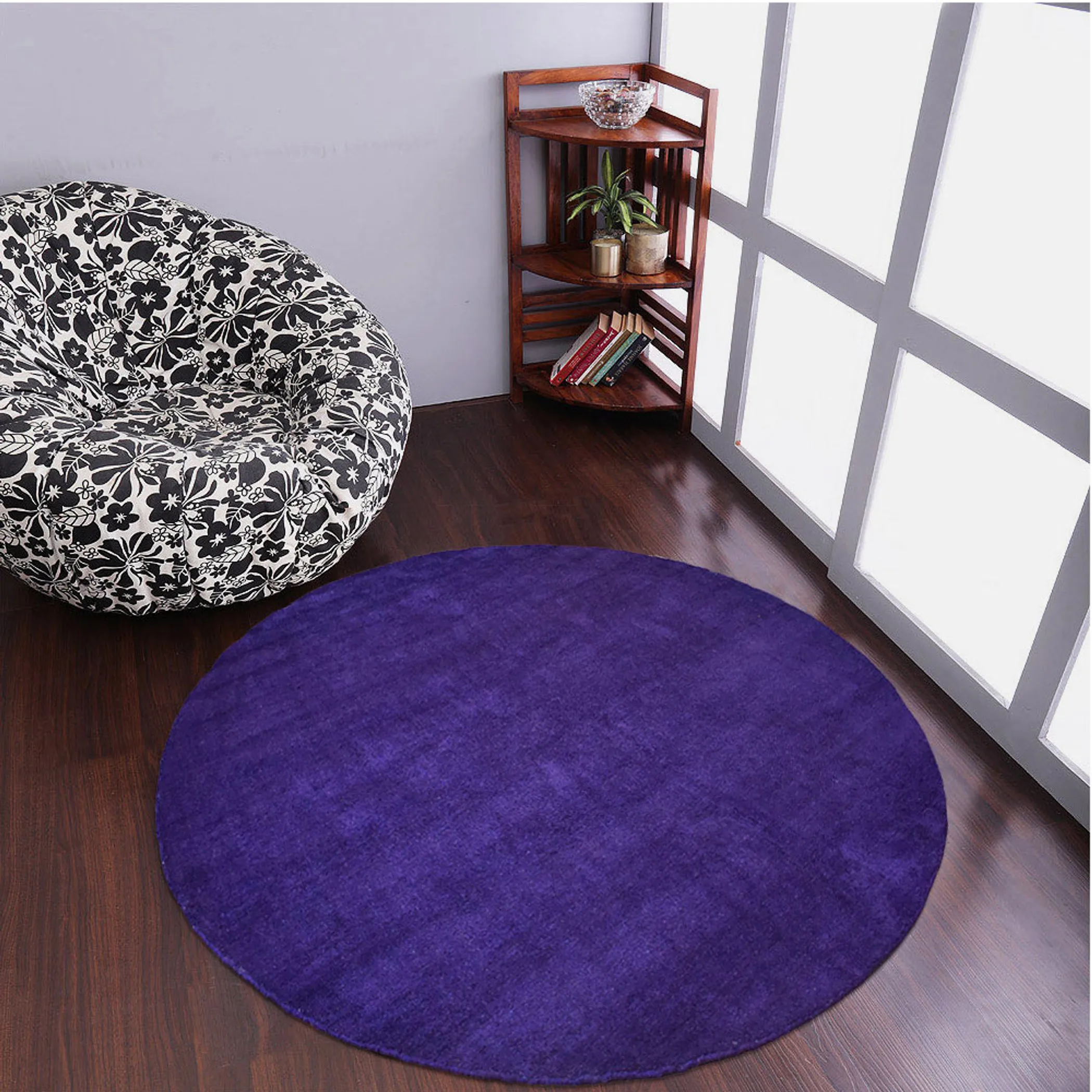 Thảm tròn dệt thắt tay pha lụa Rugsotic Carpets màu trơn