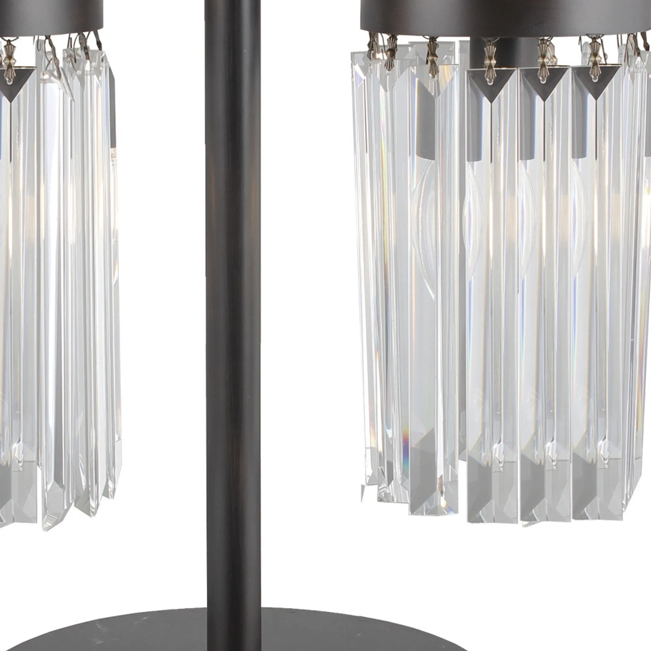 Đèn ngủ đầu giường 2 bóng 46cm khung sắt đen chụp trụ pha lê trong - Ảnh 4