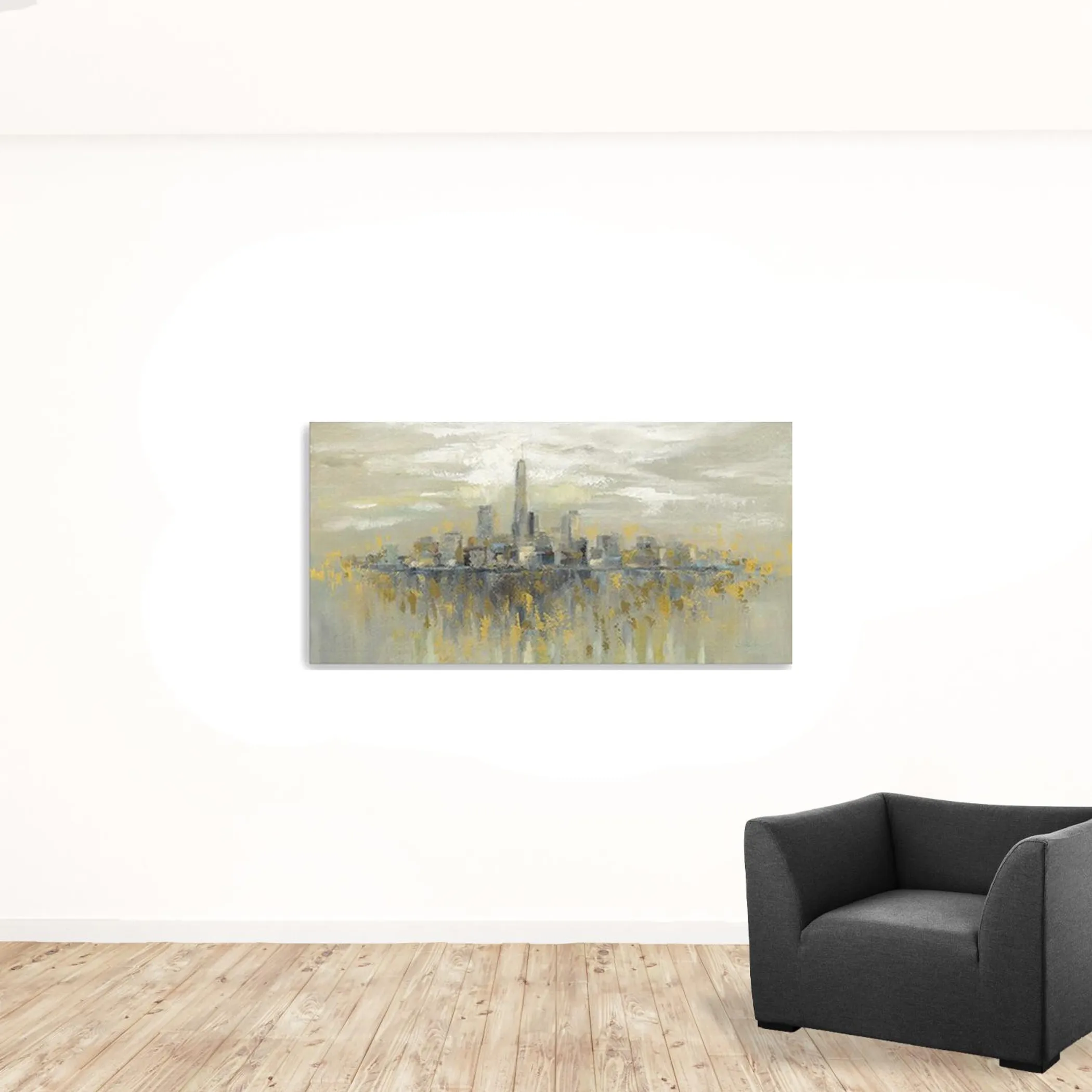 Tranh canvas đường chân trời Manhattan không khung 152cm x 76cm - Ảnh 2