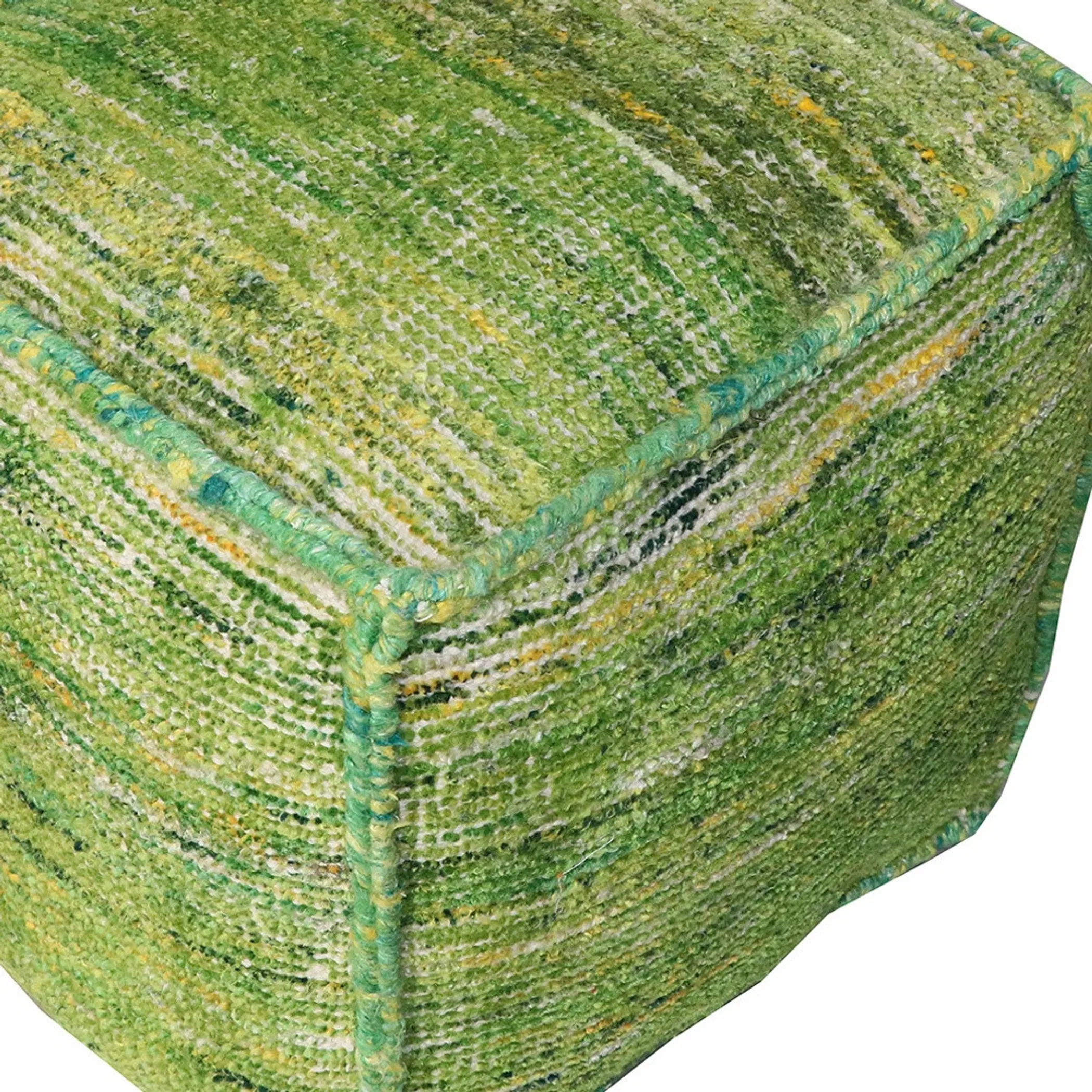 Đôn ngồi vuông vải lụa và cotton tái chế màu xanh lá 46cm - Ảnh 3