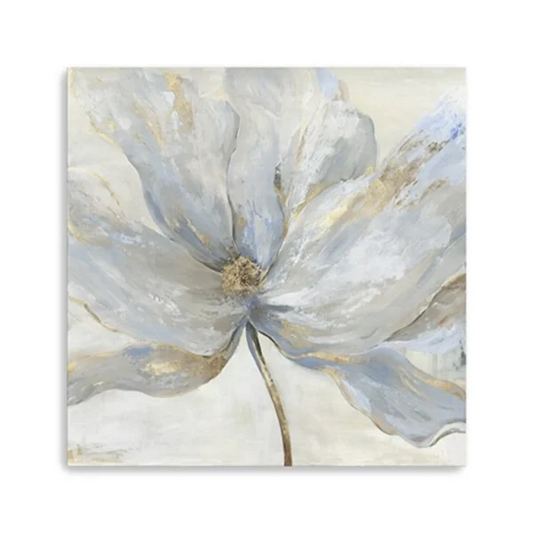 Tranh canvas hoa xanh xám điểm nhũ vàng không khung 102cm