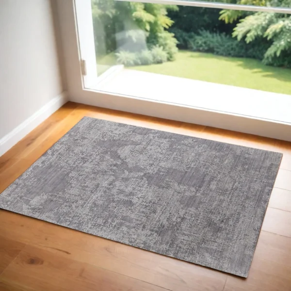 Thảm trải sàn dệt tay 0,9m x 1,5m màu xám họa tiết trừu tượng phai màu cổ điển