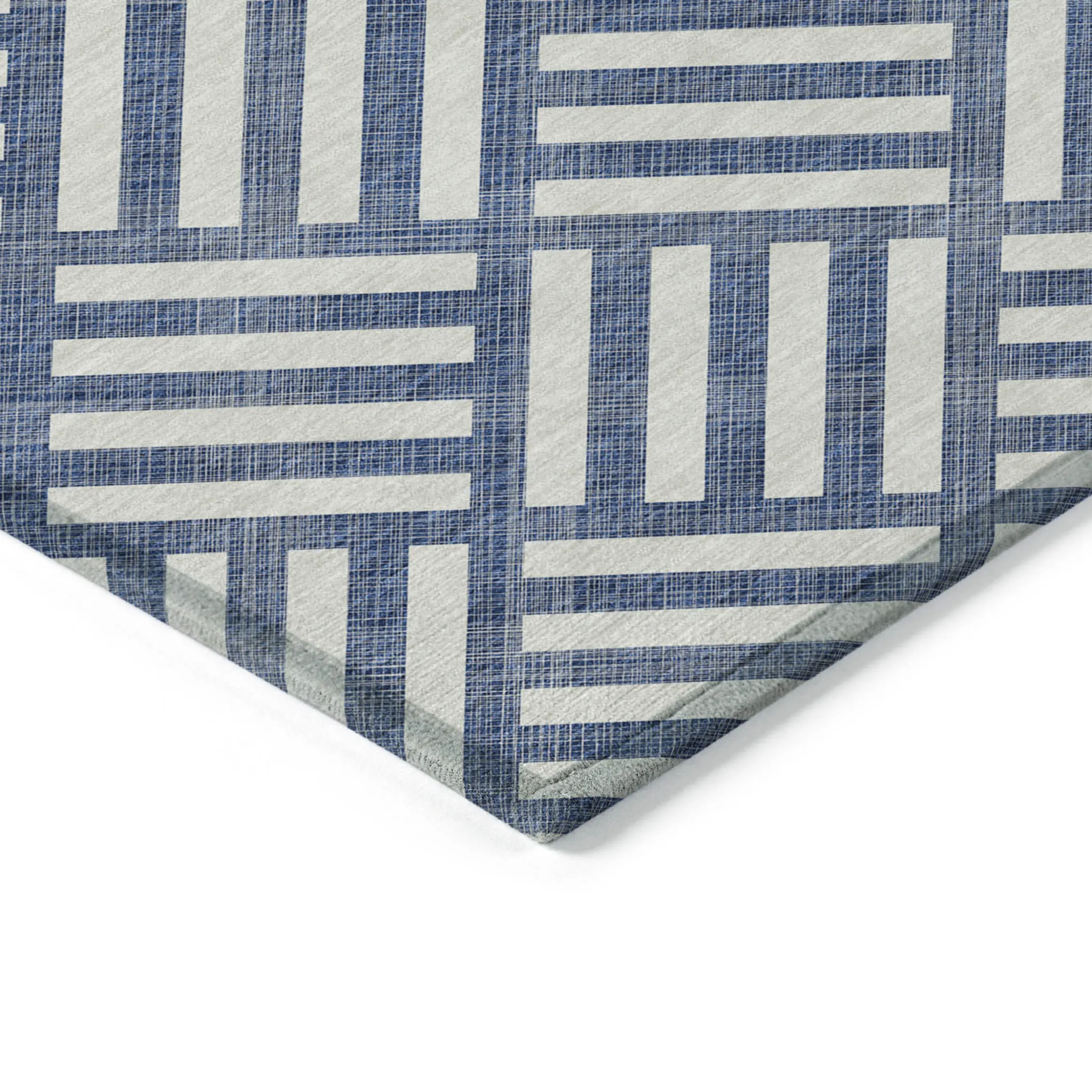 Thảm trải sàn giặt được 2,7m x 3,7m họa tiết hình học màu xanh navy và ngà - Ảnh 4