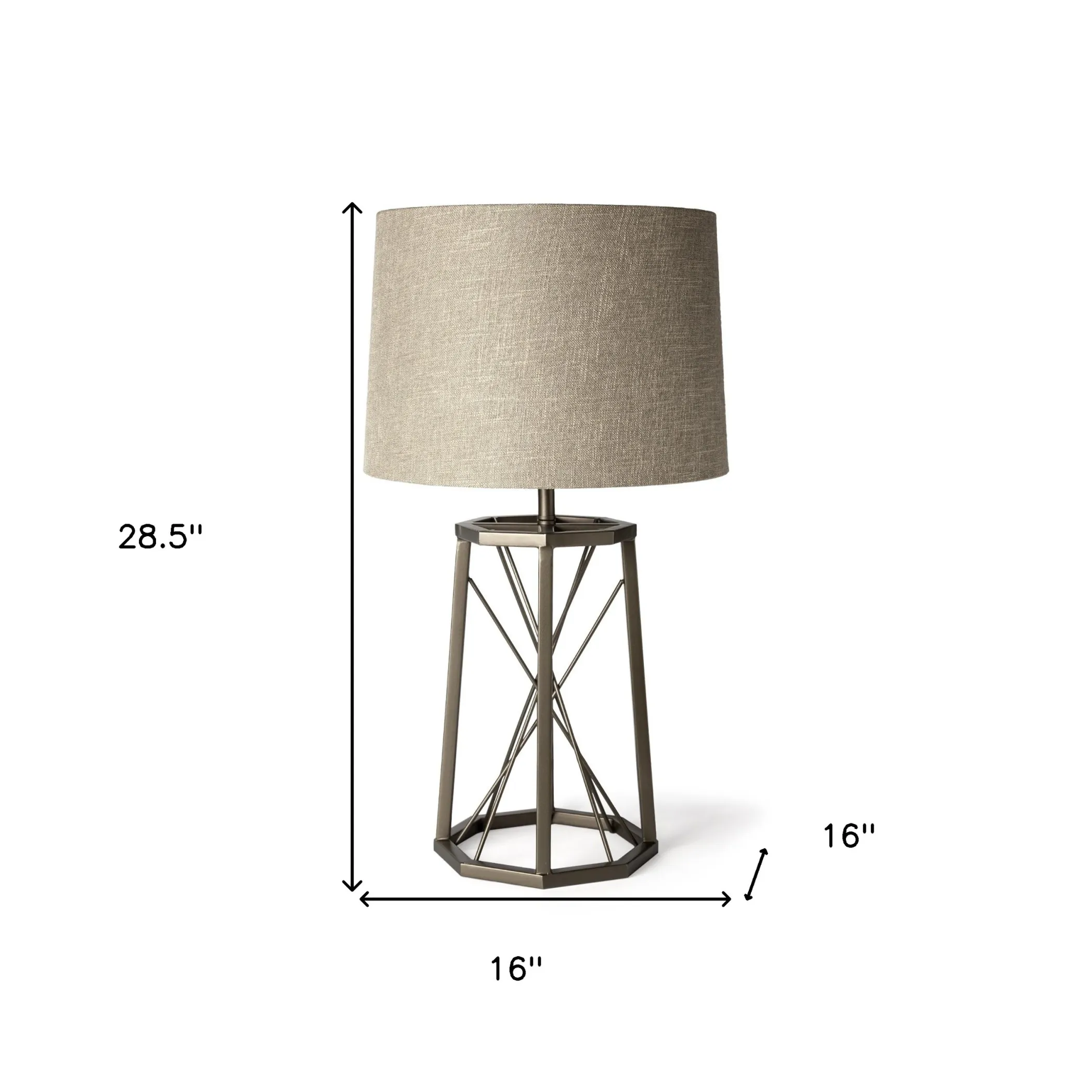 Chân đèn bàn LED màu đồng 74cm kèm chụp đèn màu be - Ảnh 4