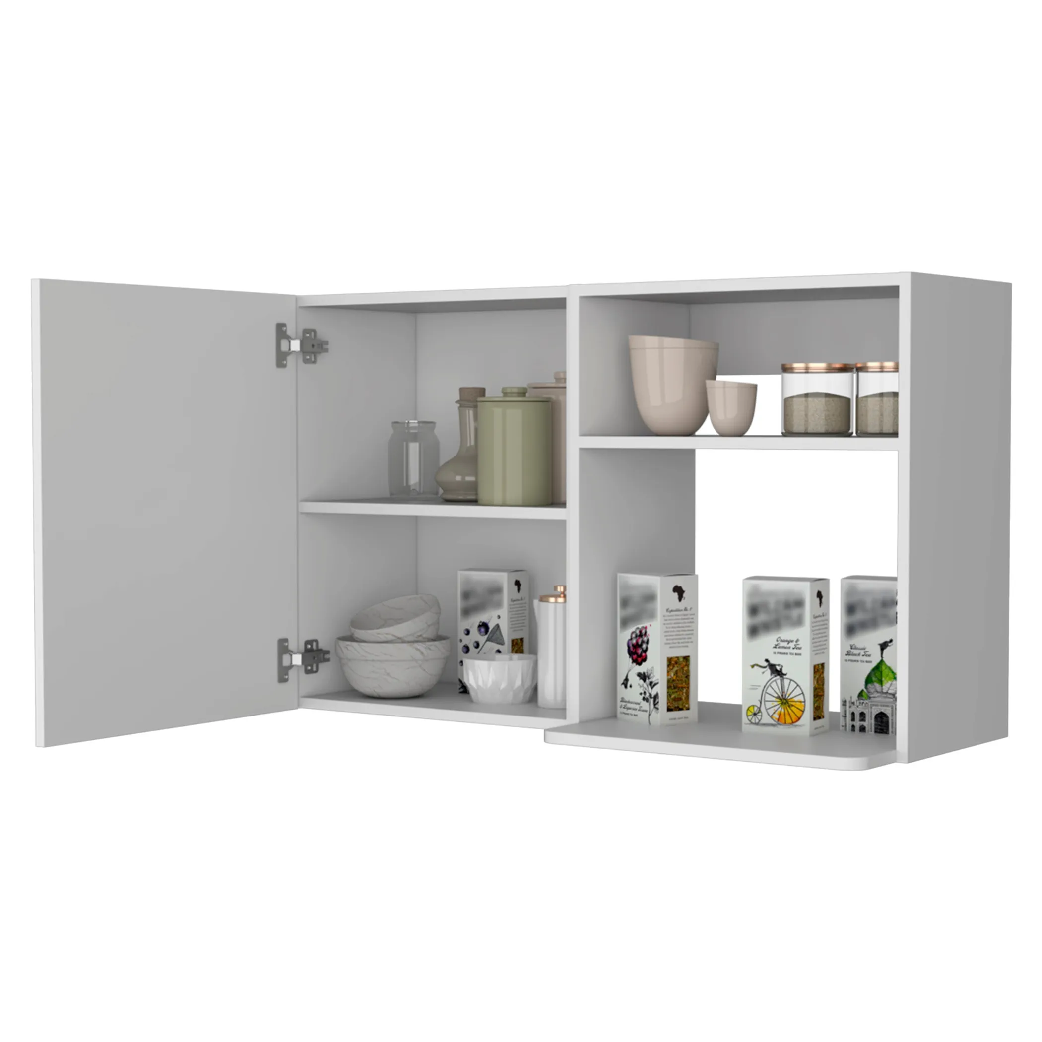 Tủ trang trí màu trắng rộng 99cm với hai kệ - Ảnh 4