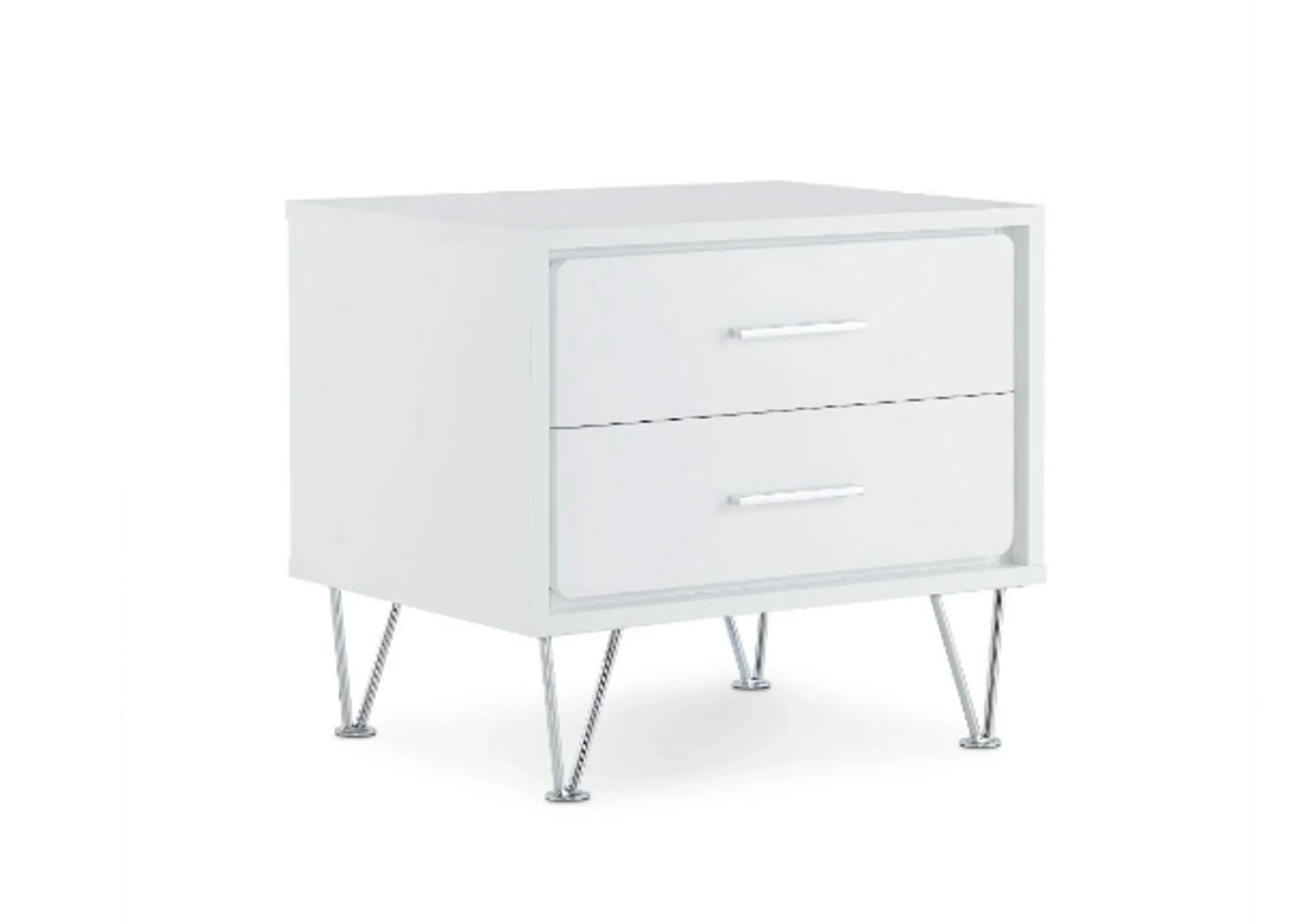 Tủ đầu giường mặt gỗ công nghiệp màu trắng chân kim loại 51cm - Ảnh 2