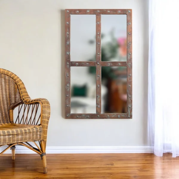 Gương trang trí 152cm khung gỗ nguyên khối kiểu khung cửa sổ mộc mạc