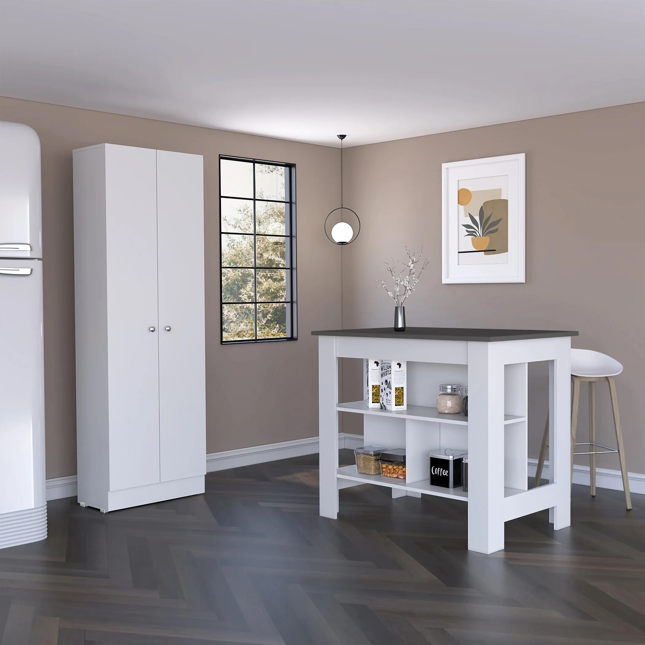 Bộ nội thất bếp Charlotte 2 món: đảo bếp và tủ đựng thực phẩm