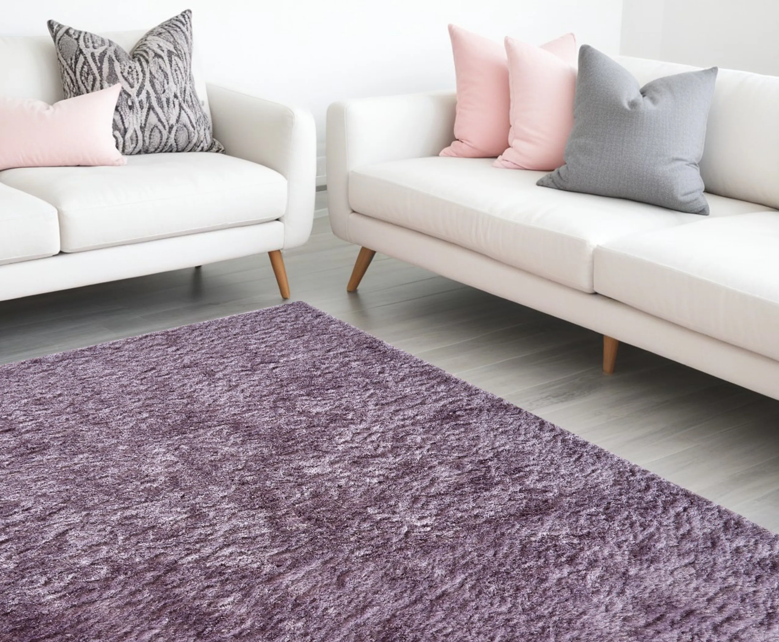 Thảm trải sàn lông xù chần thủ công 2,4m x 3m màu tím