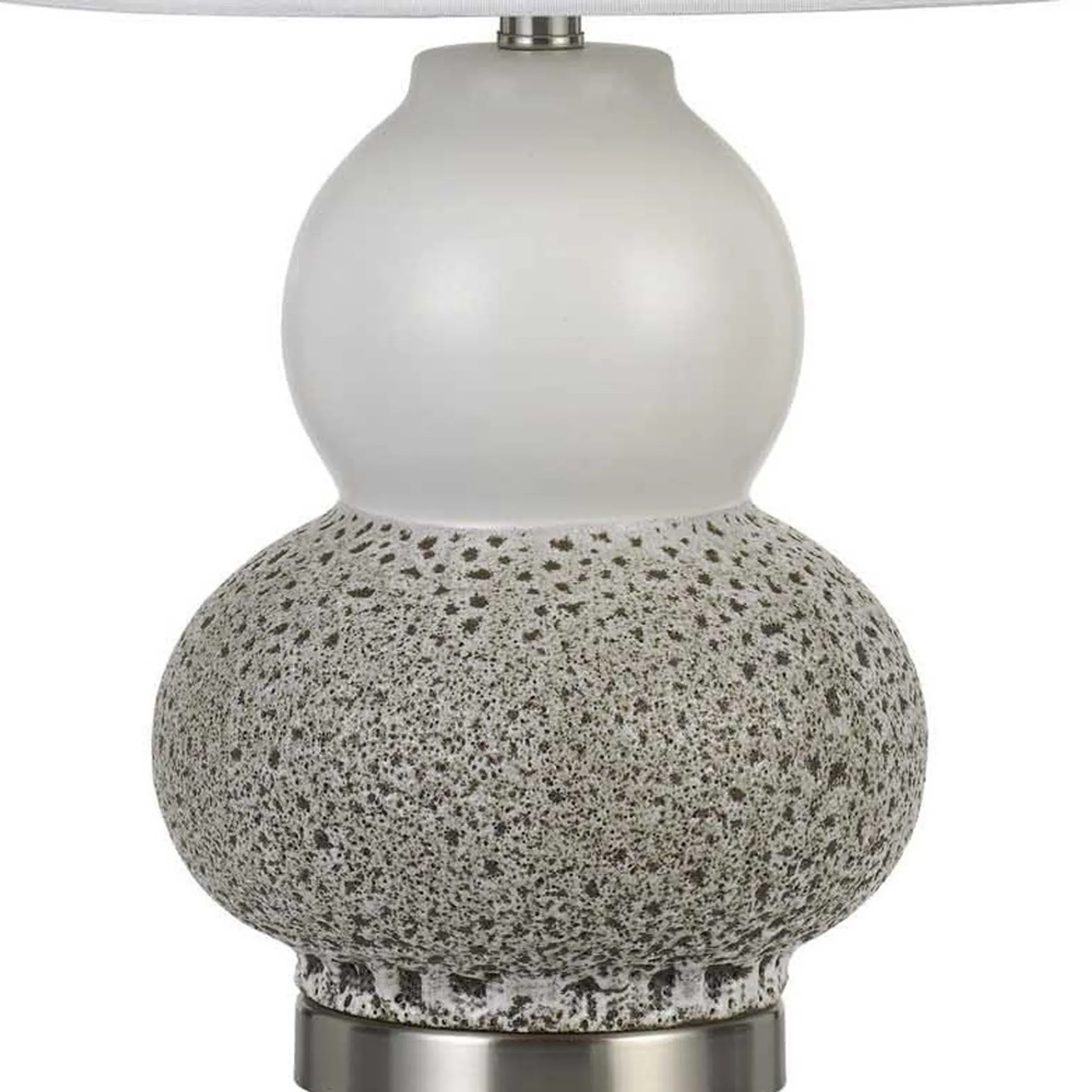 Bộ 2 đèn bàn kim loại bạc 61cm hai bóng, chụp cầu trắng - Ảnh 3